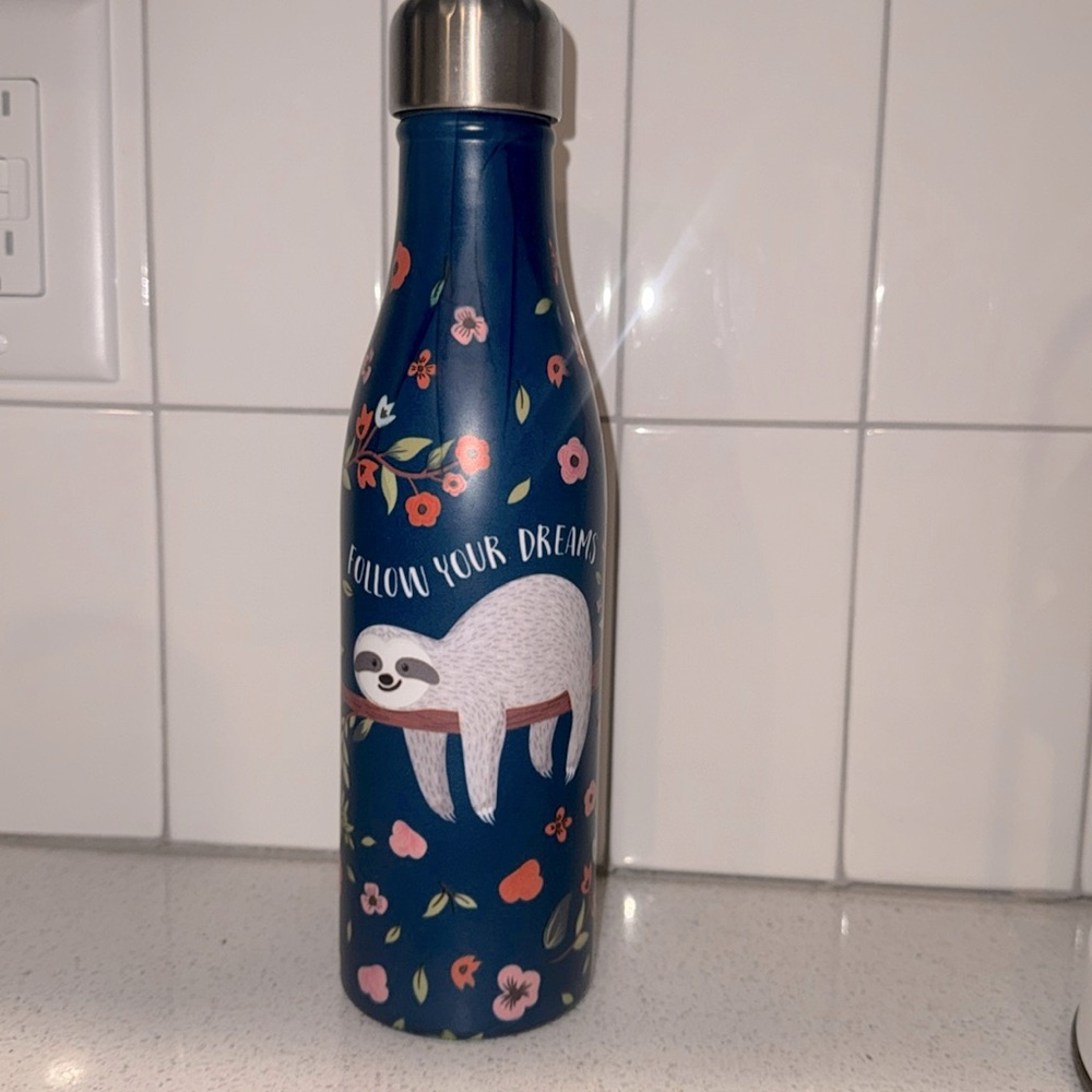 Studio Oh Floral Sloth Stainlesss Steel Water Bottle